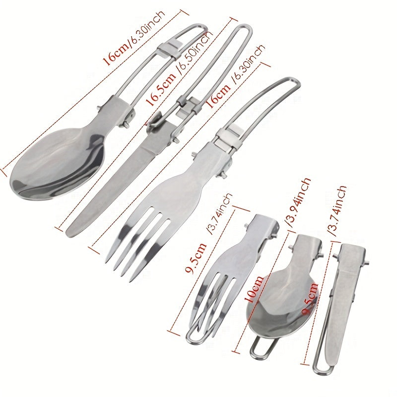 1pc Camping Cookware Kit With Stainless Steel Forks Knives Spoons For Outdoor Camping, Picnic, Travel, Cooking