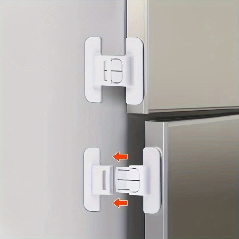 5 Sets-Effortless Self-Adhesive Safety Lock for Fridge, Drawers & Water Dispensers, No-Drill, Door Closer Feature, Use Without Electricity