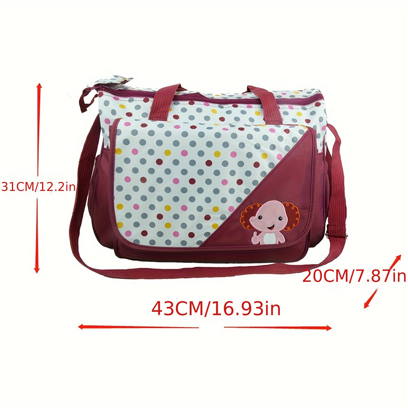 5pcs/set Fashion Print Cartoon Pattern Bag, Going Out Travel Shoulder Slant Cross Mother And Baby Bag, Multifunctional Large-capacity Portable Diaper Bag