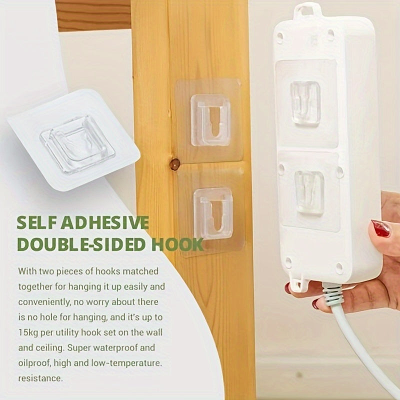 10 Pairs of Powerful Adhesive Hooks with No Trace, No Drilling, Multi-functional Bathroom and Kitchen Waterproof Household Wall Hanging Mobile Adhesive Hooks, Utility Hooks