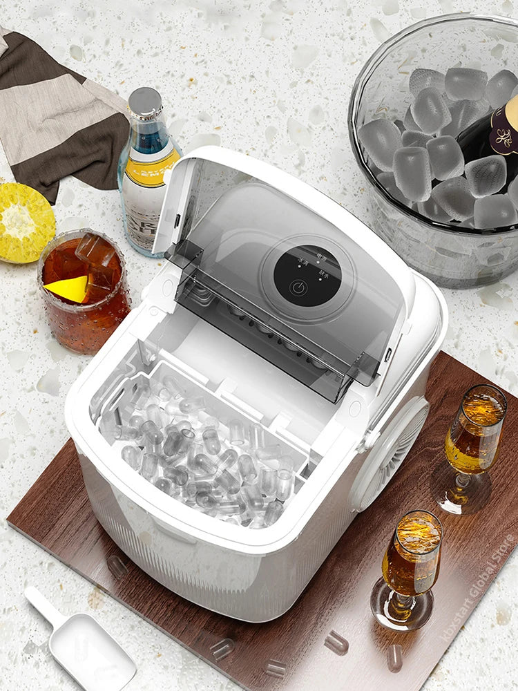 Automatic Ice Maker Commercial 15kg Ice Cube Maker Household Small Dormitory Students Intelligent Round Ice Making Machine 220V