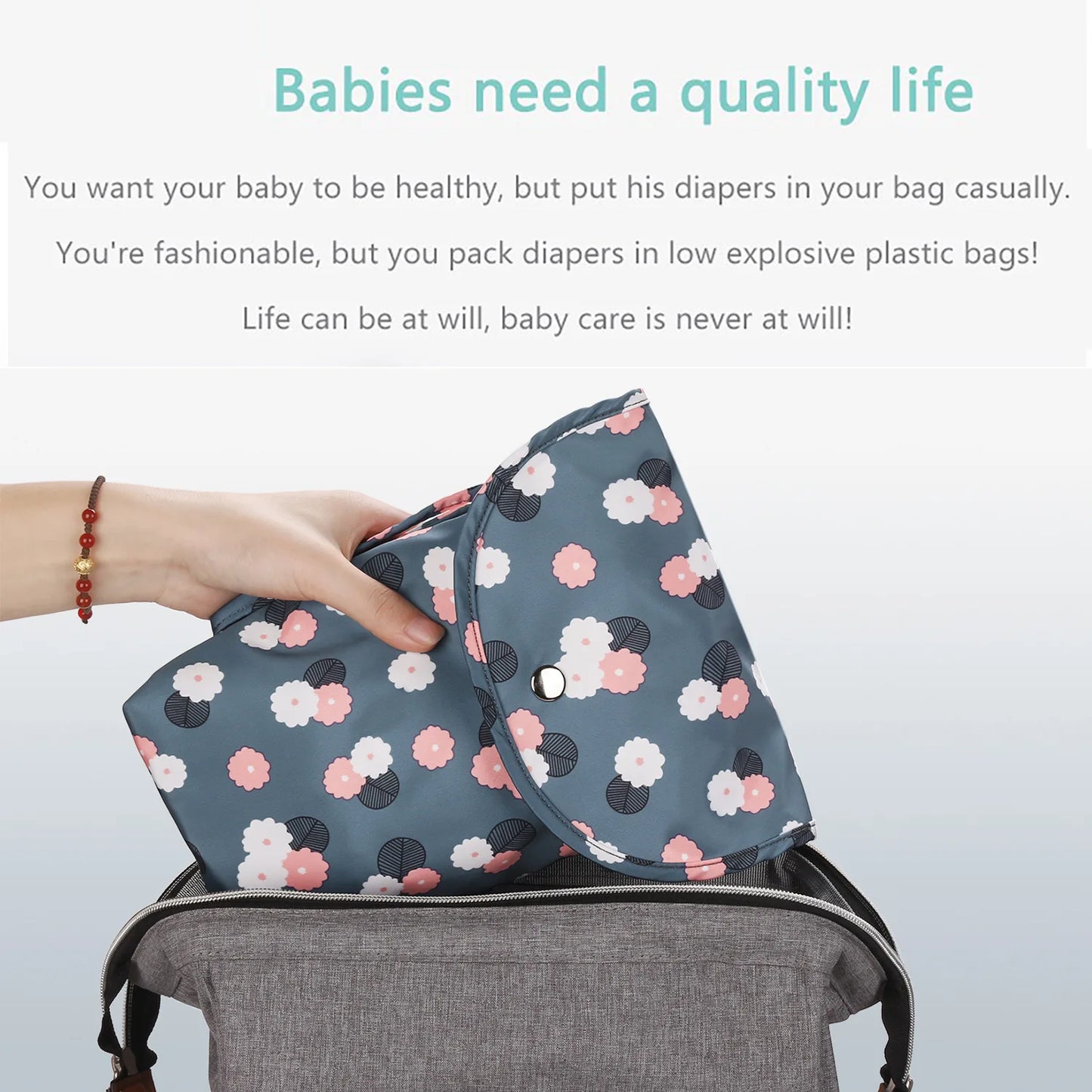 Baby Diaper Bag Organizer Reusable Waterproof Wet Dry Pack Mummy Storage Nappy Handbag Travel Outdoor  Stroller Carry Bag