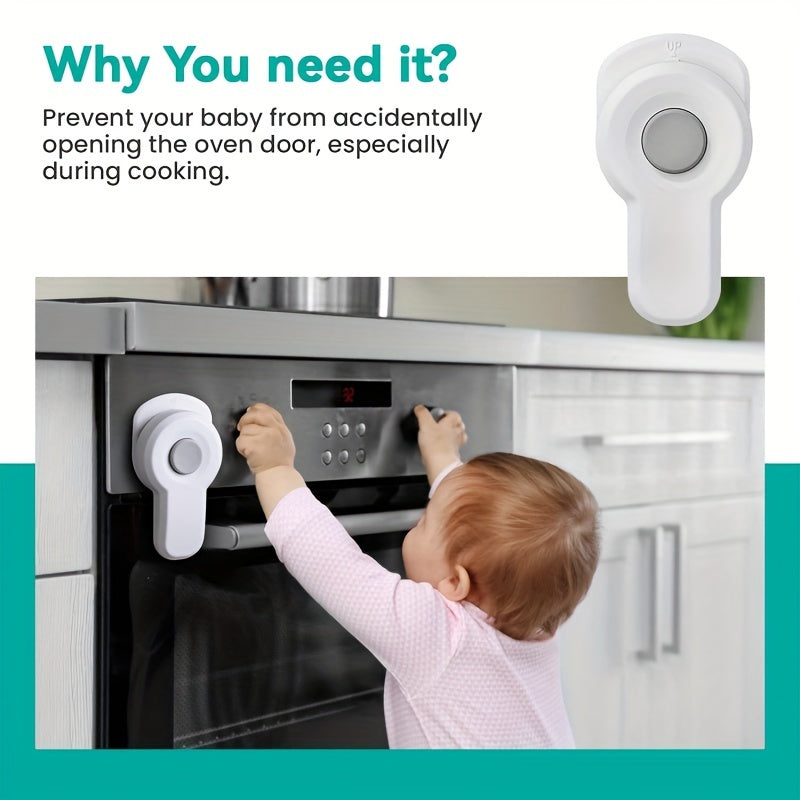 Oven Lock For Child Safety, Oven Door Lock, Heat-Resistant, Durable Oven For Kitchen (White)