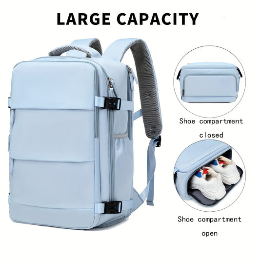 Large Laptop Computer Backpack, Airline-approved Travel Rucksack, Outdoor Sport Hiking Schoolbag With Shoes Compartment