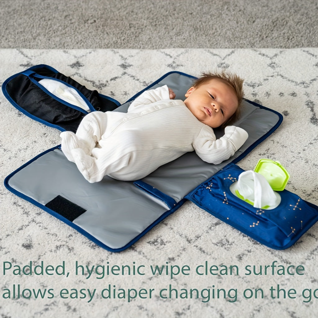 Portable Diaper Changing Pad, Changing Mat With Wipes Holder, Waterproof Changing Pad