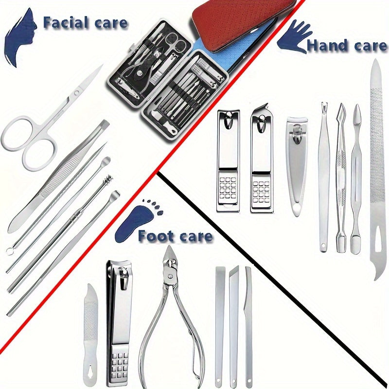 19pcs/ Set Stainless Steel Personal Care Manicure Nail Art Beauty Nail Cutter Set, Nail Art Tool